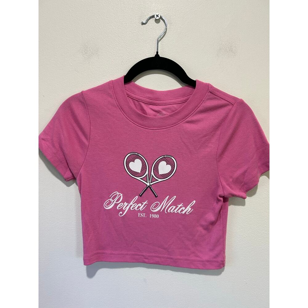 PacSun pink baby tee size XS cropped graphic tennis